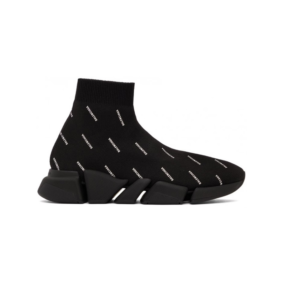 Balenciaga Speed Trainer 2.0 All Over Logo Black White