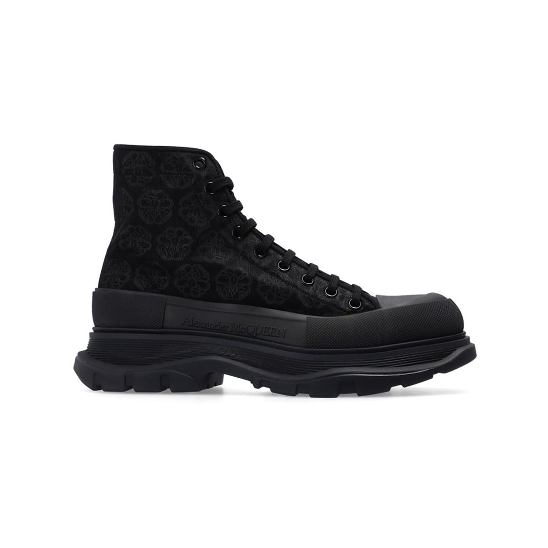 Alexander McQueen Tread Slick Boot Black Jacquard Floral